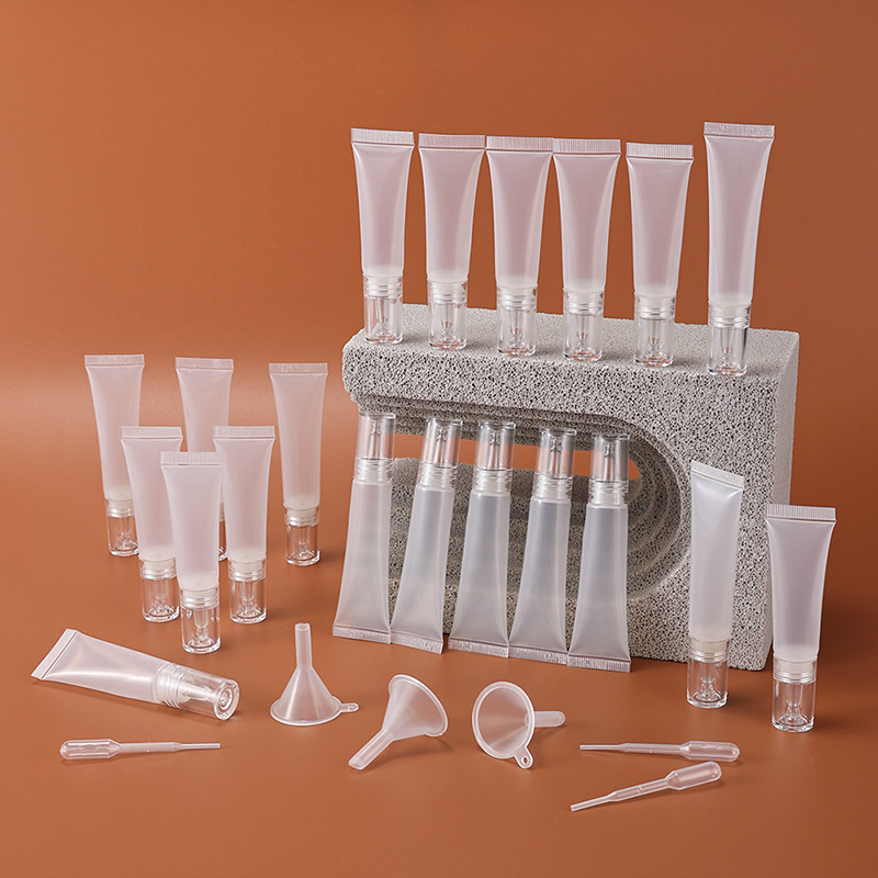 Skincare empty clear dropper head soft tube 10 ml 15 ml refillable DIY tool