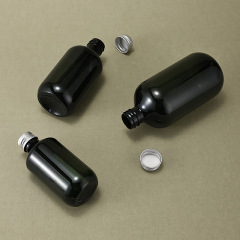 Skincare retail dispenser silver aluminum lid empty green plastic bottles 200 ml 300 ml 500 ml