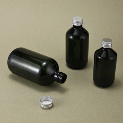 Skincare retail dispenser silver aluminum lid empty green plastic bottles 200 ml 300 ml 500 ml