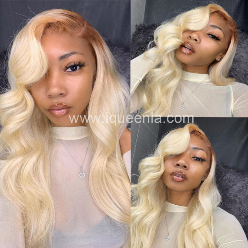 iqueenla Blonde #613 Color Body Wave 13x4 Transparent Lace Frontal