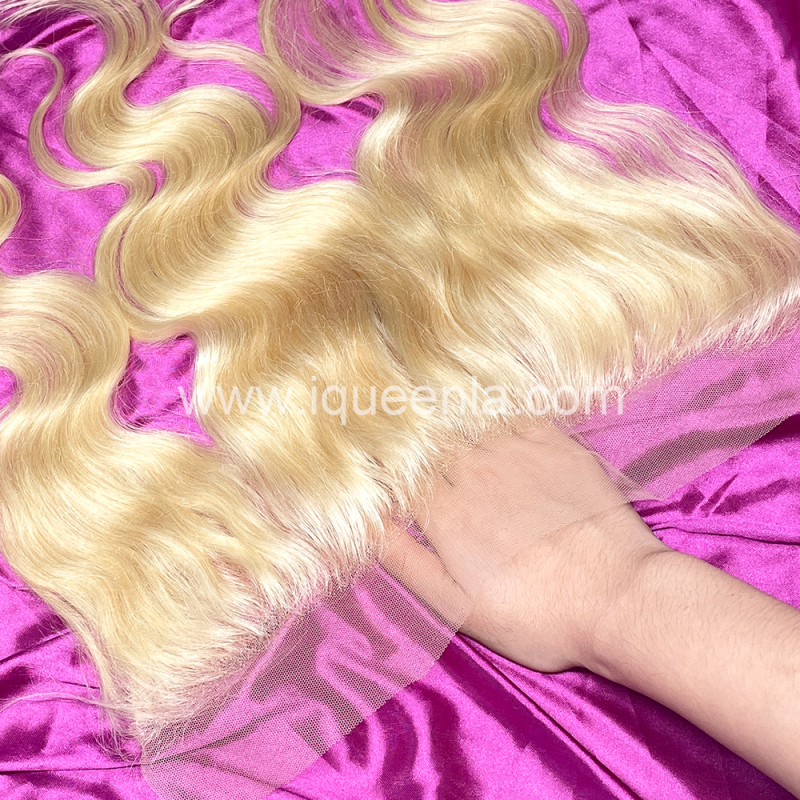 iqueenla Blonde #613 Color Body Wave 13x4 Transparent Lace Frontal