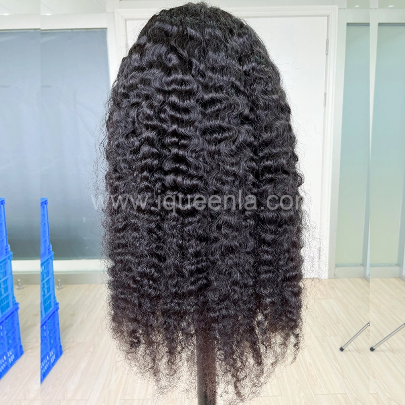 iqueenla 5x5 Transparent Lace Closure Wig Indian Curly Raw Hair