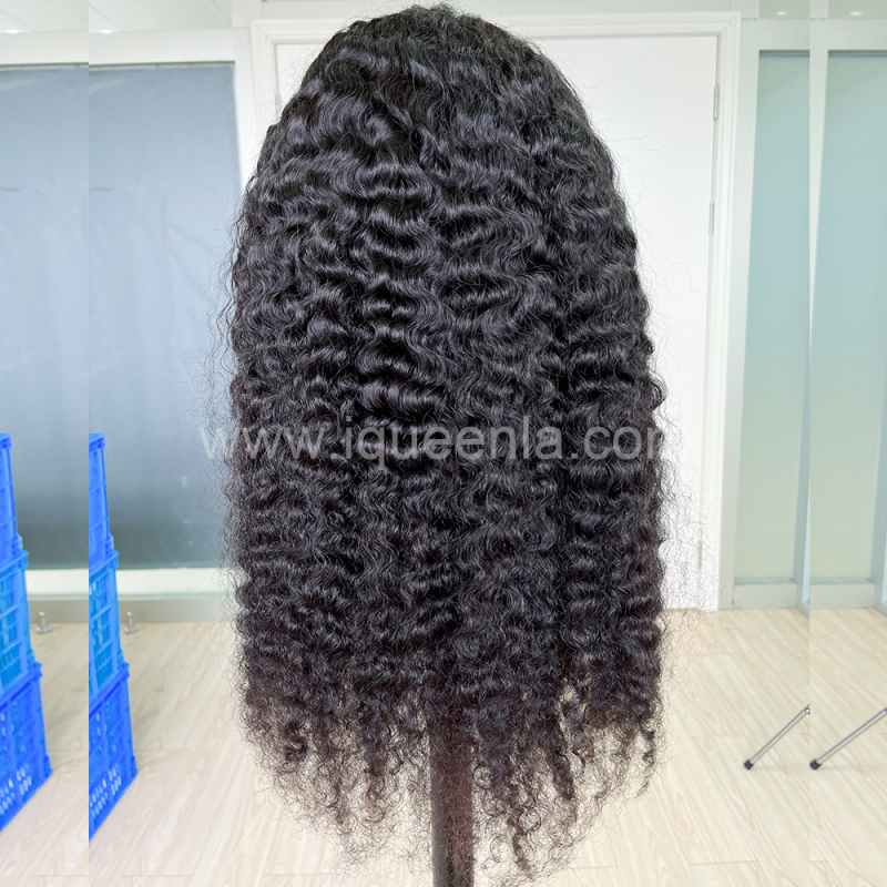 iqueenla 4x4 Transparent Lace Closure Wig Indian Curly Raw Hair
