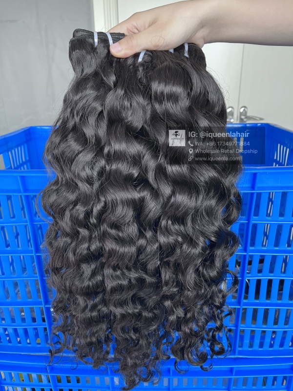 iqueenla Burmese Curly Raw Hair 3 Bundles with 4x4 Transparent Lace Closure