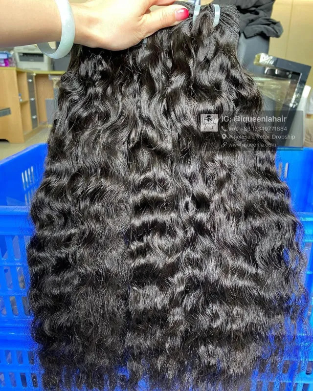 iqueenla Cambodian Wavy Raw Hair 3 Bundles with 4x4 Transparent Lace Closure