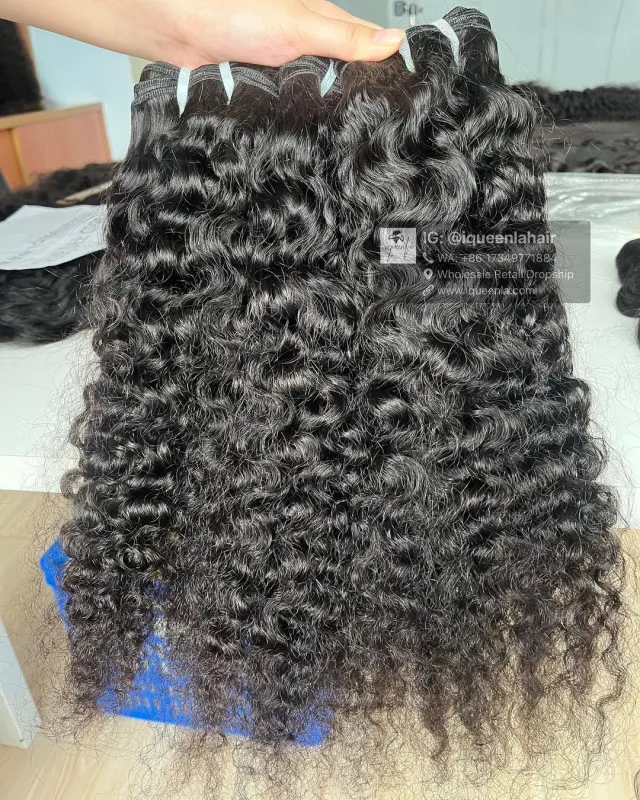 iqueenla Raw Hair Indian Curly 3 Bundles with 4x4 Transparent Lace Closure