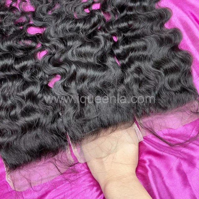 iqueenla Burmese Curly Raw Hair 3 Bundles with 4x4 Transparent Lace Closure