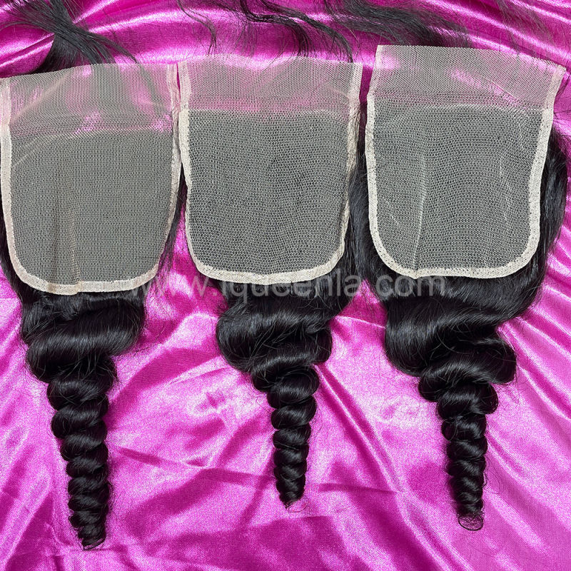 iqueenla 12A  Mink Hair Loose Wave 3 Bundles with 4x4  Transparent Lace CLosure