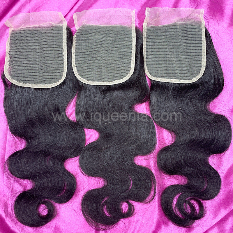 iqueenla 12A  Affordable Body Wave Mink Hair  with 4x4  Transparent Lace CLosure