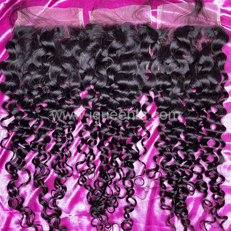 iqueenla 12A  Mink Hair Water Wave 3 Bundles with 4x4  Transparent Lace CLosure