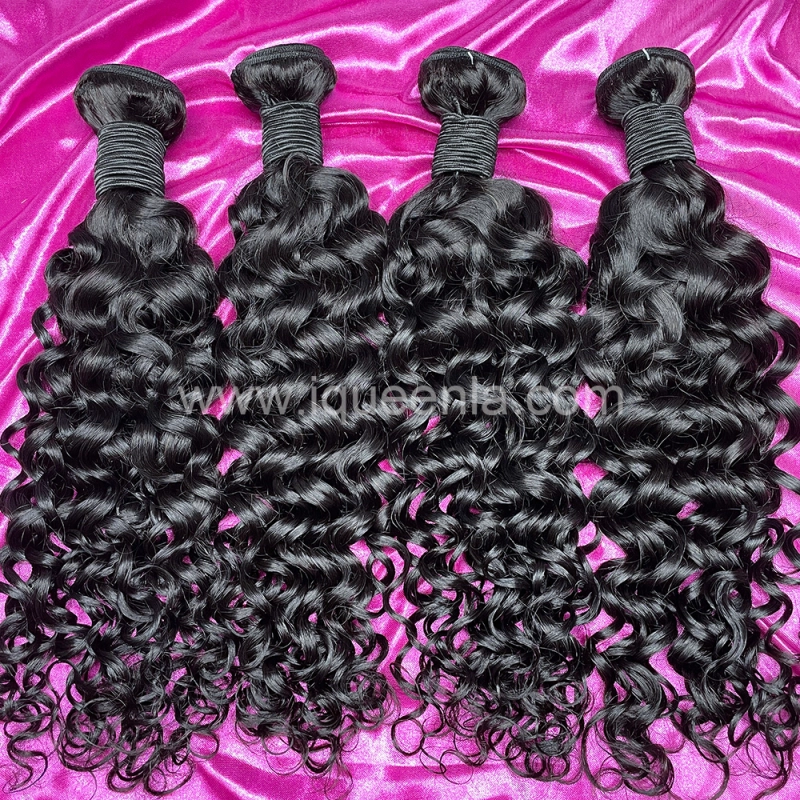 iqueenla 12A  Mink Hair Water Wave 3 Bundles with 4x4  Transparent Lace CLosure