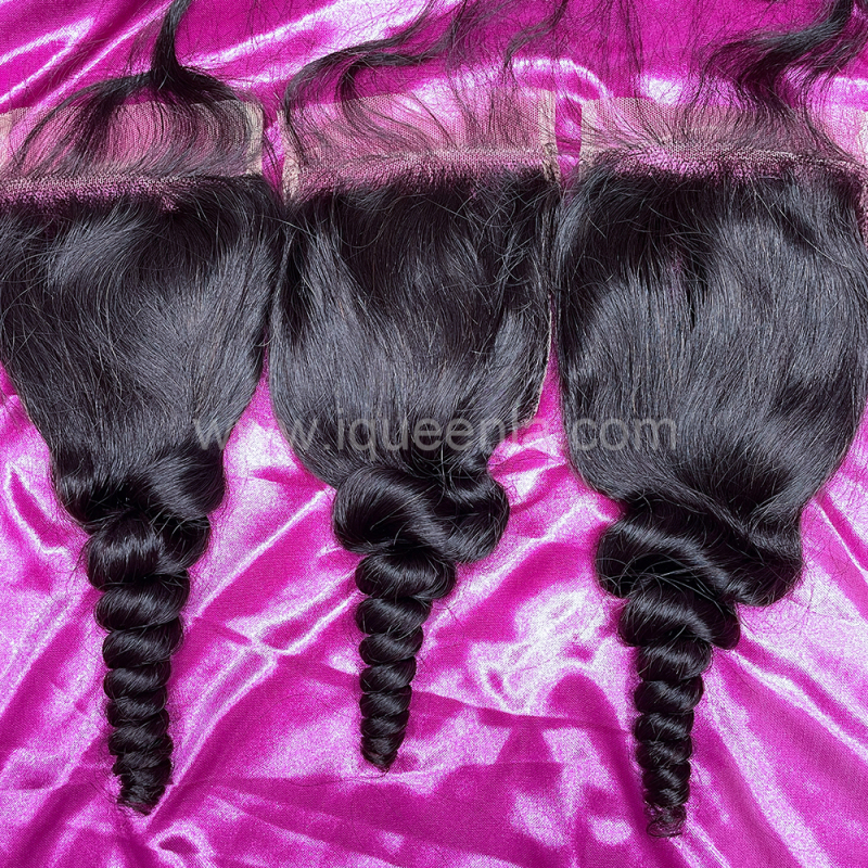 iqueenla 12A  Mink Hair Loose Wave 3 Bundles with 4x4  Transparent Lace CLosure