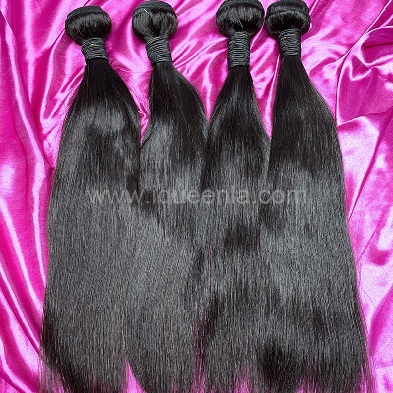 iqueenla 12A  Mink Straight Hair 3 Bundles with 4x4  Transparent Lace CLosure