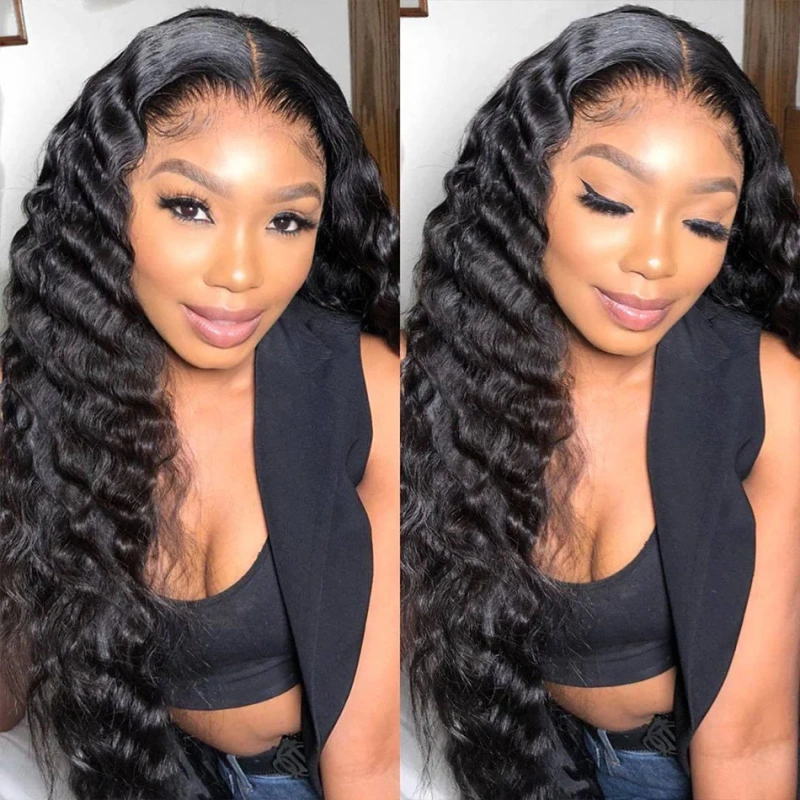 iqueenla Loose Deep 13x4 Transparent Lace Frontal Pre-made Wig 16-26 Inch Free Shipping