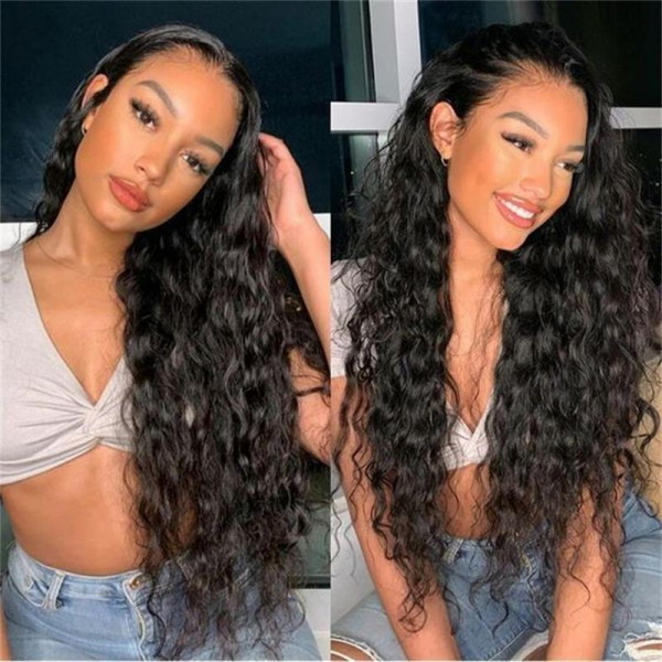 iqueenla 16 -26 Inch Water Wave 13x6 Lace Frontal Pre-made Wig Free Shipping