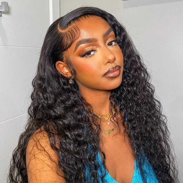 iqueenla Deep Wave 13x4 Transparent Lace Front Pre-made Wig 16-26 Inch Free Shipping