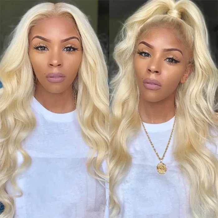 iqueenla #613 Blonde Color Body Wave 13x4 Lace Frontal Pre-made Wig Free Shipping