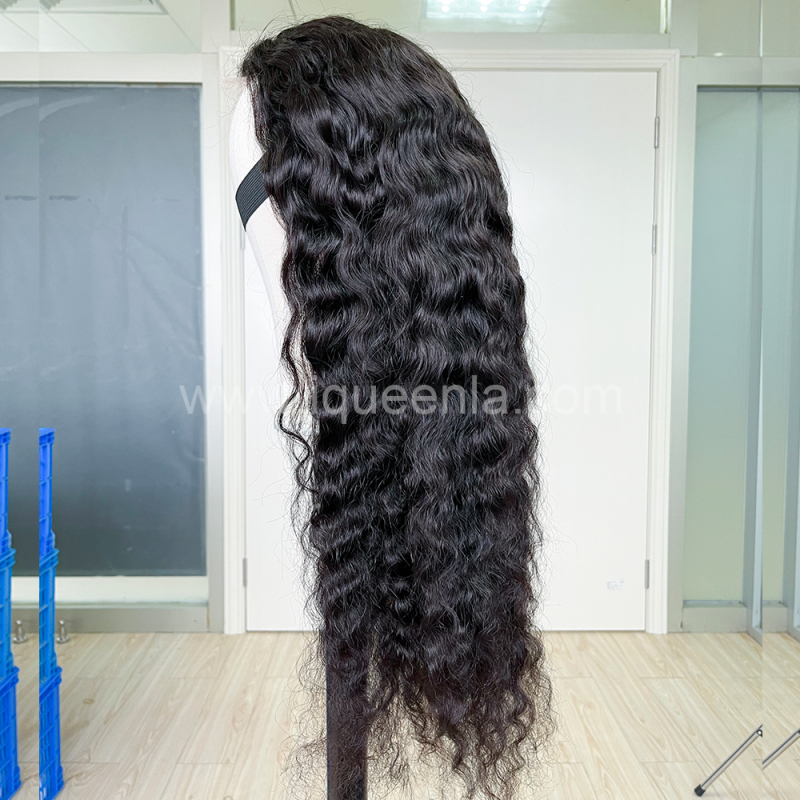 iqueenla 4x4 Transparent Lace Closure Cambodian Wavy Raw Hair Wig Free Shipping