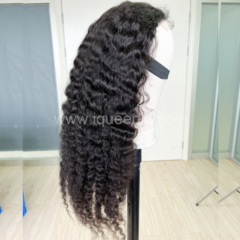 iqueenla Indian Curly 5x5 Transparent Lace Closure Wig Free Shipping