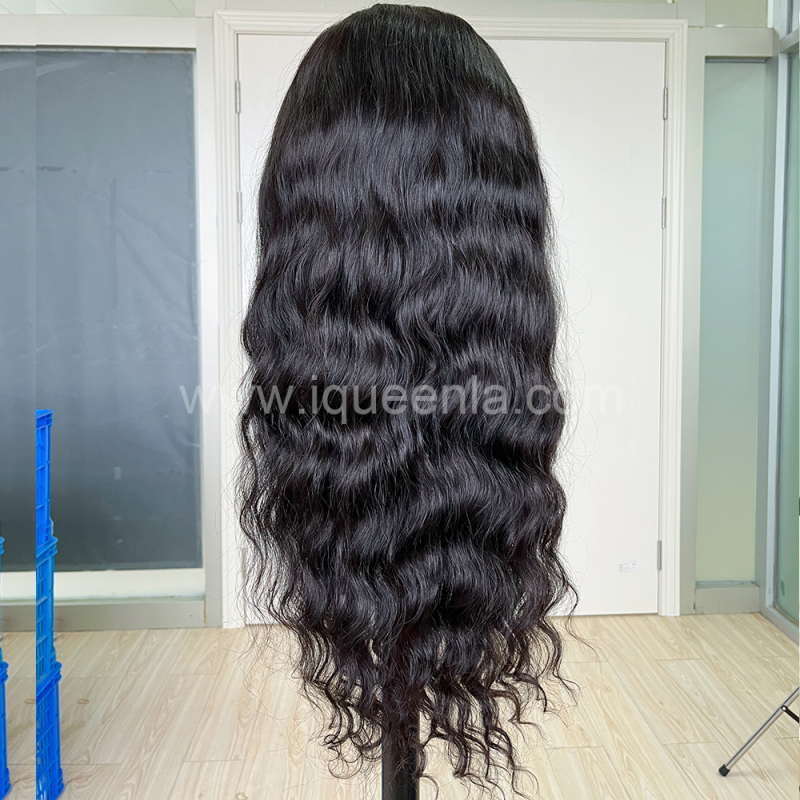 iqueenla 4x4 Transparent Lace Closure Indian Wavy Raw Hair Wig Free Shipping
