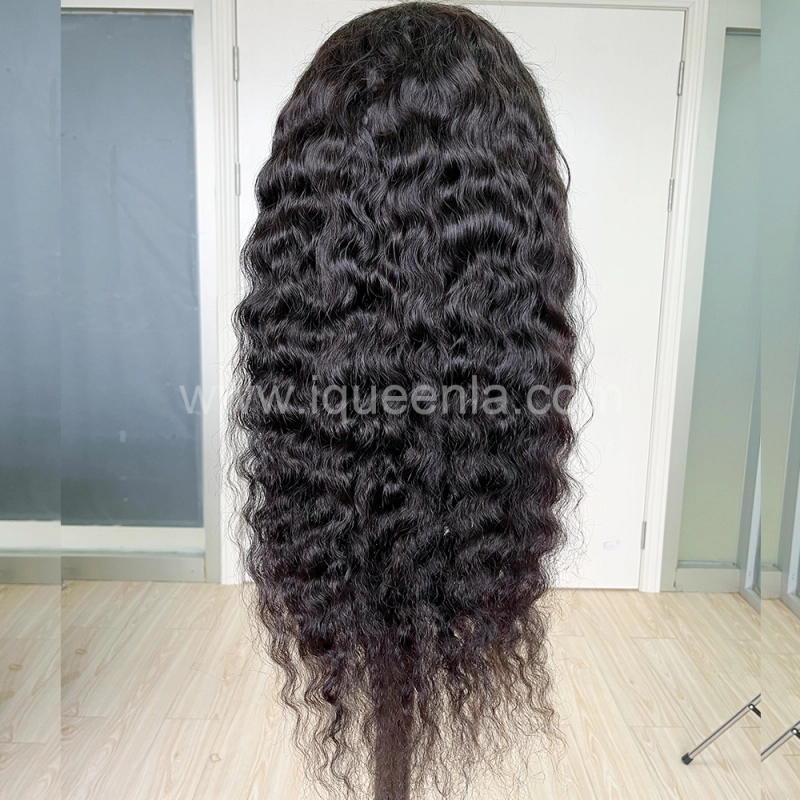 iqueenla 4x4 Transparent Lace Closure Cambodian Wavy Raw Hair Wig Free Shipping