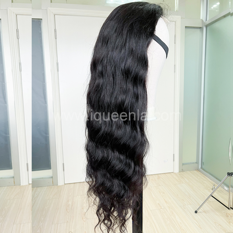 iqueenla 4x4 Transparent Lace Closure Indian Wavy Raw Hair Wig Free Shipping