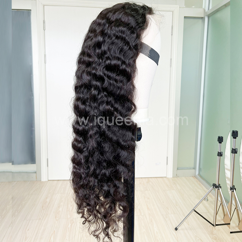 iqueenla 4x4 Transparent Lace Closure Burmese Curly Raw Hair Wig Free Shipping