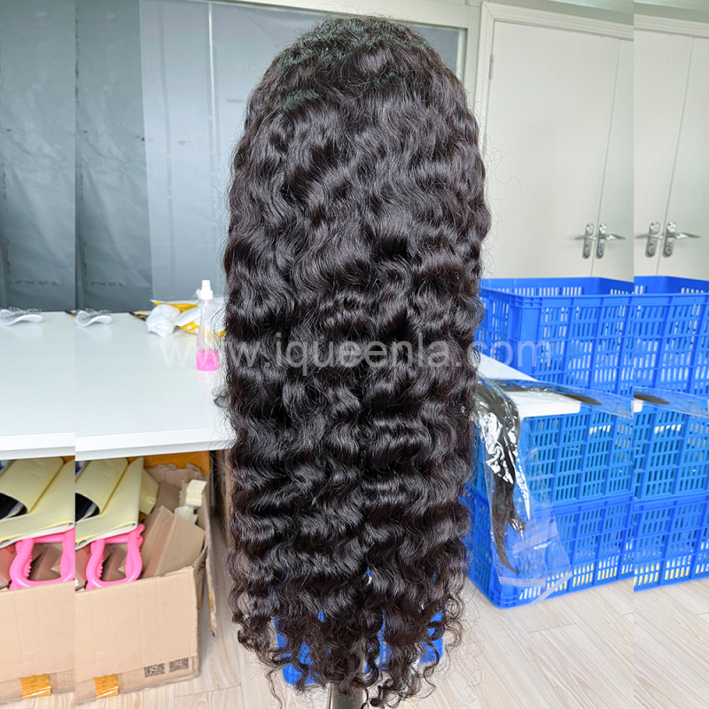 iqueenla 4x4 Transparent Lace Closure Burmese Curly Raw Hair Wig Free Shipping