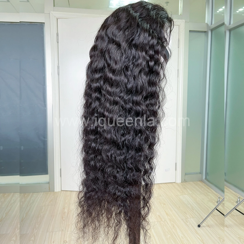 iqueenla 4x4 Transparent Lace Closure Cambodian Wavy Raw Hair Wig Free Shipping