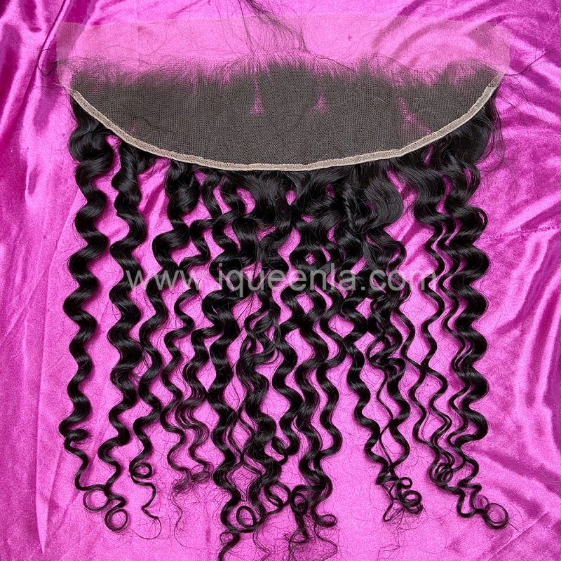 iqueenla 12A Mink Hair Water Wave 3 Bundles with 13x4 Transparent Lace  Frontal