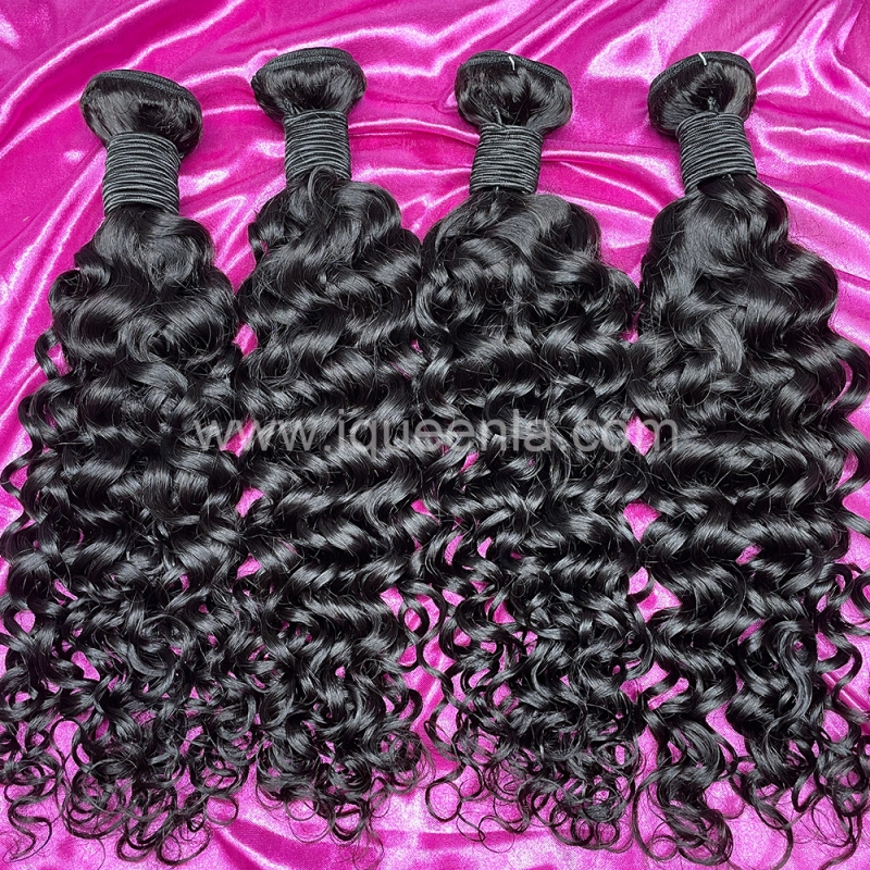 iqueenla 12A Mink Hair Water Wave 3 Bundles with 13x4 Transparent Lace  Frontal