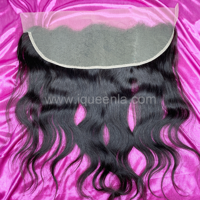 iqueenla Indian Wavy Raw Hair 3 Bundles with 13x4 Transparent Lace Frontal