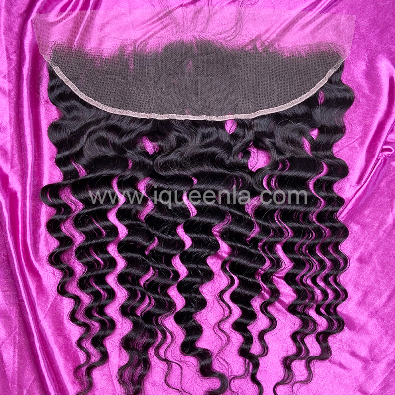 iqueenla Loose Deep 12A Mink Hair 3 Bundles with 13x4 Transparent Lace  Frontal