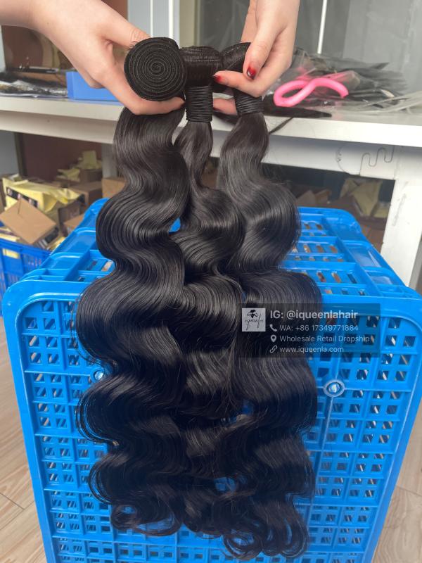iqueenla Body Wave 12A Mink Hair 3 Bundles with 13x4 Transparent Lace  Frontal
