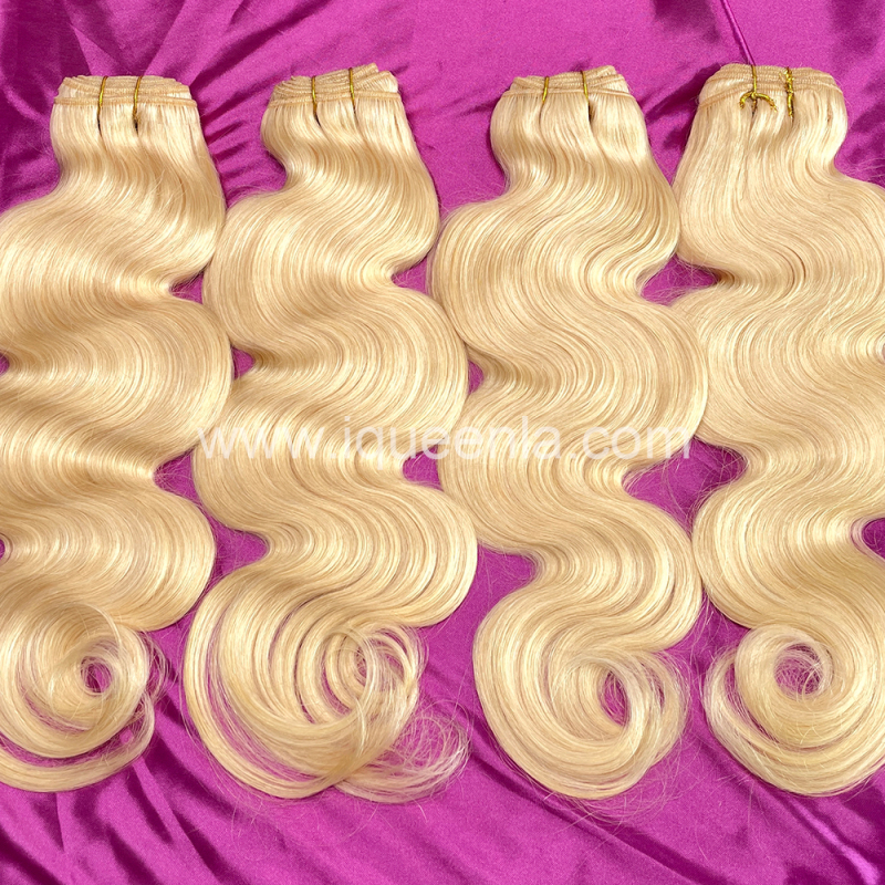iqueenla 613 Blonde Body Wave Hair Bundles with 13x4 Transparent Lace Frontal
