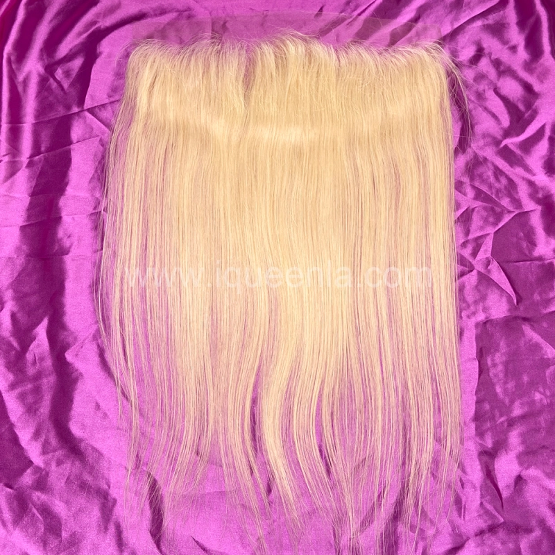 iqueenla 613 Blonde Straight Hair Bundles with 13x4 Transparent Lace Frontal