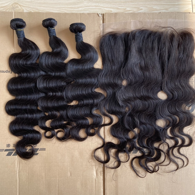 iqueenla Body Wave 12A Mink Hair 3 Bundles with 13x4 Transparent Lace  Frontal