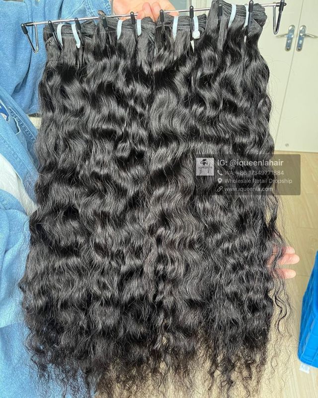 iqueenla Raw Hair 3 Bundles with 13x4 Cambodian Wavy Transparent Lace Frontal