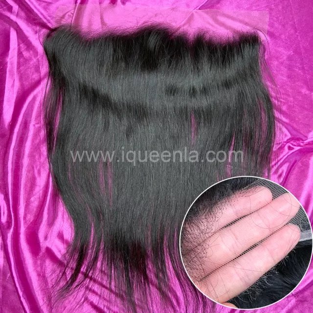 iqueenla Real Raw Straight Hair 3 Bundles with 13x4 HD Lace Frontal