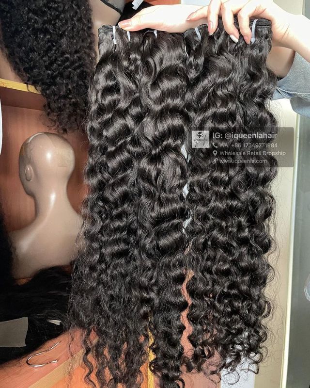 iqueenla Burmese Curly Real Raw Hair 3 Bundles with 4x4 HD Lace Closure