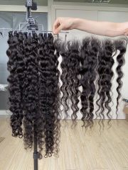 iqueenla Real Raw Hair Burmese Curly 3 Bundles with 13x4 HD Lace Frontal