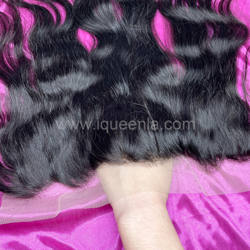 iqueenla Indian Wavy Raw Hair 3 Bundles with 13x4 HD Lace Frontal