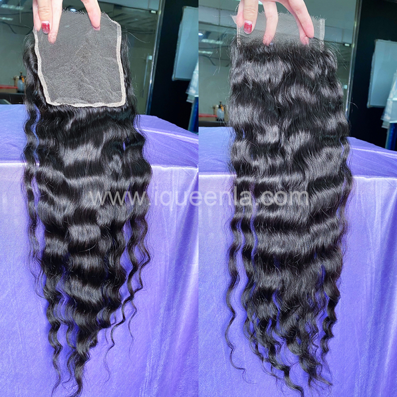 iqueenla Best Cambodian Wavy Raw Hair 3 Bundles with 4x4 HD Lace Closure