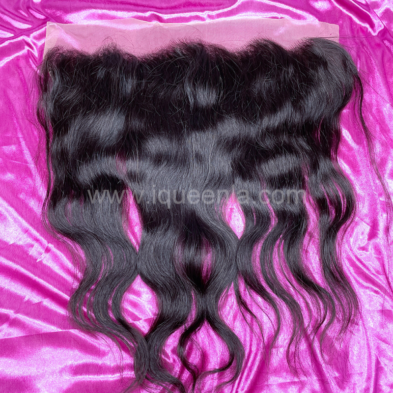 iqueenla Indian Wavy Raw Hair 3 Bundles with 13x4 HD Lace Frontal