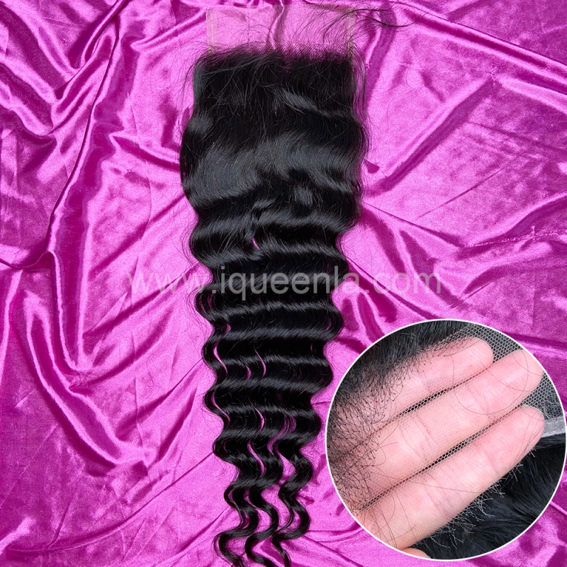 iqueenla 12A Grade Mink Hair Loose Deep with 4x4 HD Lace CLosure