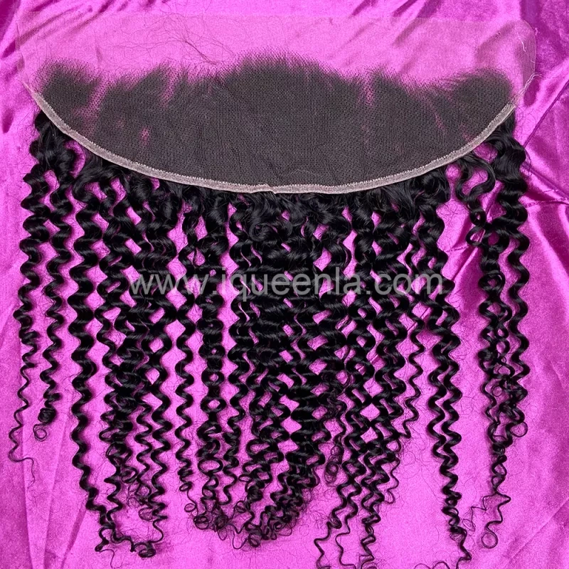 iqueenla Jerry Curly 12A Mink Hair 3 Bundles with 13x4 HD Lace Frontal