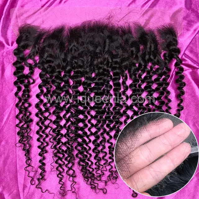 iqueenla Jerry Curly 12A Mink Hair 3 Bundles with 13x4 HD Lace Frontal