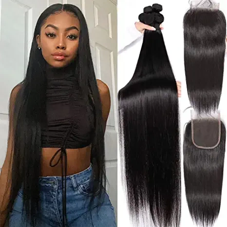 iqueenla 12A 100% Mink Straight Hair with 4x4 HD Lace CLosure