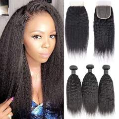 iqueenla 12A Kinky Straight 100% Mink Hair with 4x4 HD Lace Closure