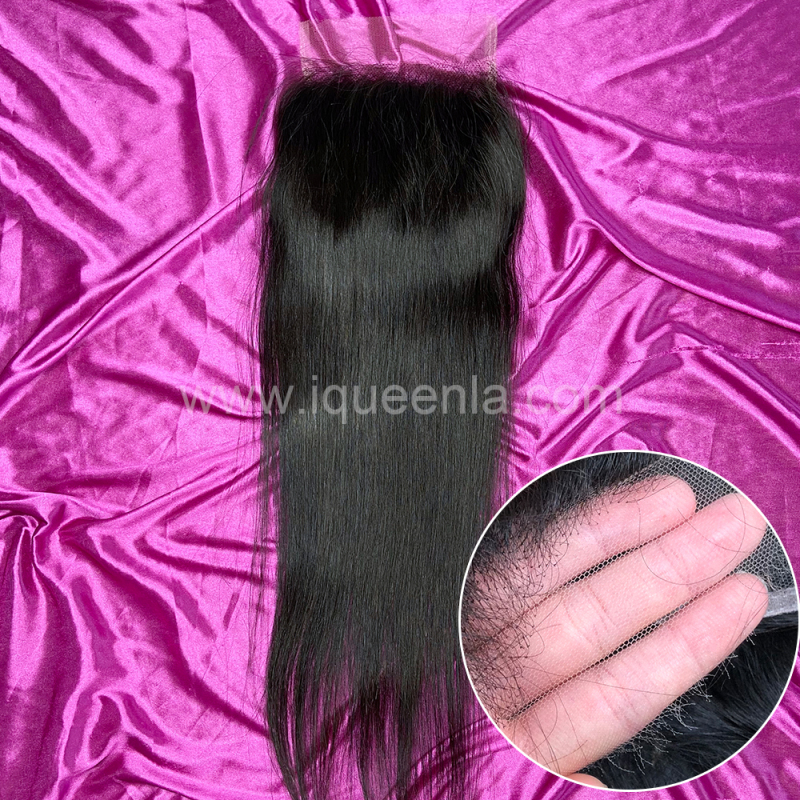 iqueenla 12A 100% Mink Straight Hair with 4x4 HD Lace CLosure